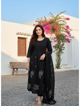 Gahan - Womens Viscose Rayon Anarkali Printed Kurta With Pant & Dupatta