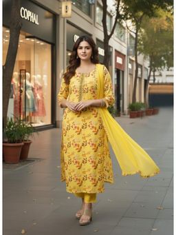 Gahan - Womens Viscose Rayon Straight Printed Kurta With Pant & Dupatta