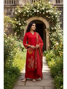 Gahan - Womens Viscose Rayon Straight Printed Kurta With Palazzo & Dupatta
