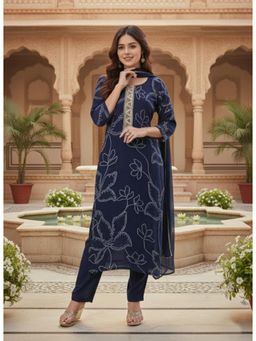 Gahan - Womens Viscose Rayon Straight Printed Kurta with Pant & Dupatta