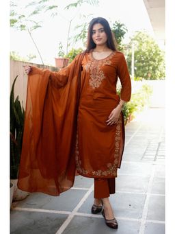 Gahan - Womens Viscose Rayon Straight Embroidered Kurta With Pant & Dupatta