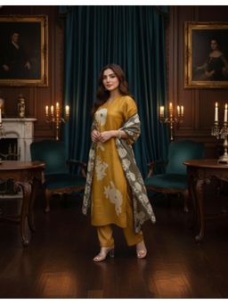 Gahan - Womens Viscose Rayon Straight Printed Kurta With Pant & Dupatta