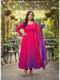 Gahan - Womens Viscose Rayon Anarkali Ombre Kurta With Pant & Dupatta