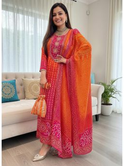 Gahan - Womens Viscose Rayon Anarkali Printed Kurta with Pant & Dupatta