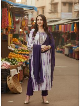 Gahan - Womens Viscose Rayon Straight Tie-Dye Kurta With Pant & Dupatta
