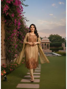 Gahan - Womens Viscose Rayon Straight Printed Kurta With Pant & Dupatta