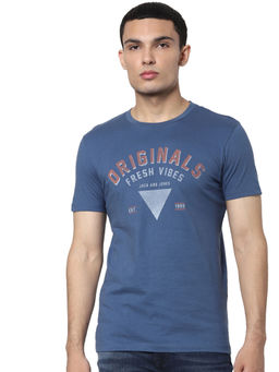 Jack & Jones - Blue Text Print Crew Neck T-shirt (2XL)