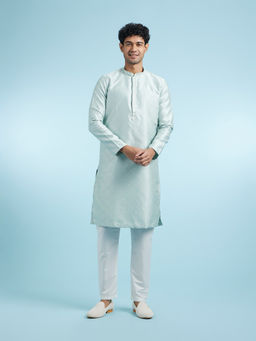 Manyavar - Blue Art Silk Kurta With Pyjama For Men
