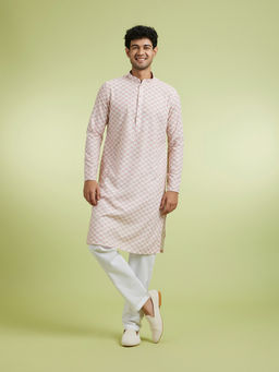 Manyavar - Pink Cotton Blend Kurta With Pyjama For Men