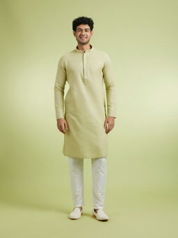 Manyavar - Green Cotton Kurta With Pyjama For Men