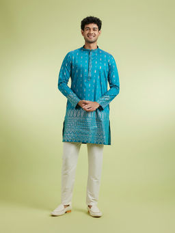 Manyavar - Green Viscose Blend Kurta With Pyjama For Men