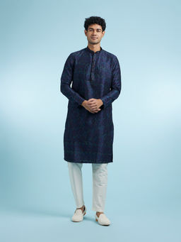 Manyavar - Blue Art Silk Kurta With Pyjama For Men