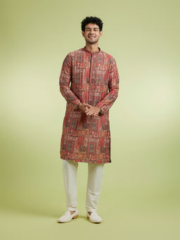 Manyavar - Pink Art Silk Kurta With Pyjama For Men