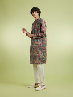 Manyavar - Rust Art Silk Kurta With Pyjama For Men