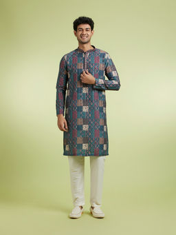 Manyavar - Green Art Silk Kurta With Pyjama For Men