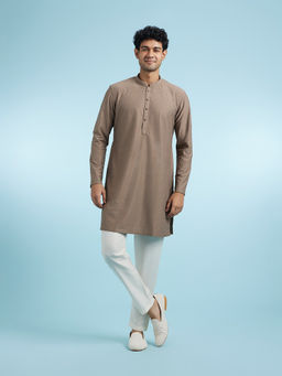 Manyavar - Brown Knit Kurta With Pyjama For Men