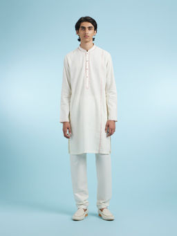 Manyavar - Cream Cotton Kurta With Pyjama For Men