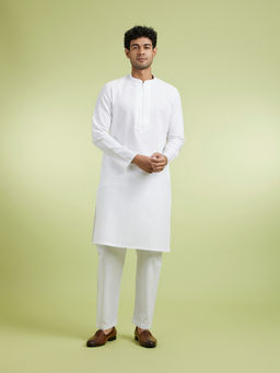 Manyavar - White Cotton Kurta With Pyjama For Men