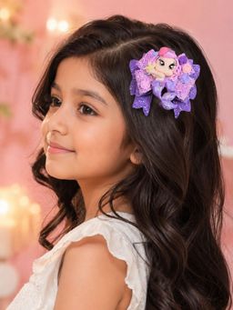 Kamule - Girls Purple Embellished/Sequined Bow Clip (8-9 Years)
