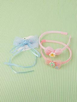 DukieKooky - Girls Multi-Color Floral Hairband with Bow Clip (2-6 Years)