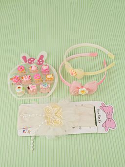 DukieKooky - Girls Multi-Color Floral Hairband with Bow Clip (2-6 Years)