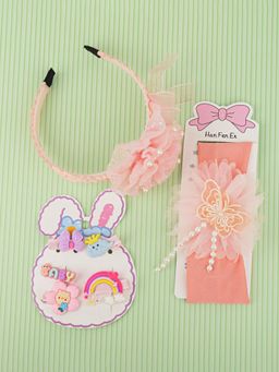DukieKooky - Girls Multi-Color Floral Hairband with Bow Clip (2-6 Years)