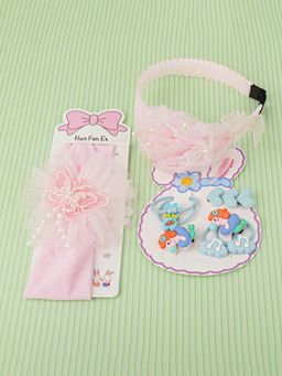 DukieKooky - Girls Multi-Color Floral Hairband with Bow Clip (2-6 Years)