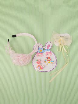 DukieKooky - Girls Multi-Color Floral Hairband with Bow Clip (2-6 Years)