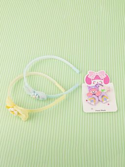 DukieKooky - Girls Multi-Color Floral Hairband with Bow Clip (2-6 Years)