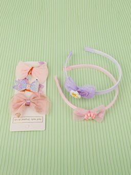 DukieKooky - Girls Multi-Color Floral Hairband with Bow Clip (2-6 Years)