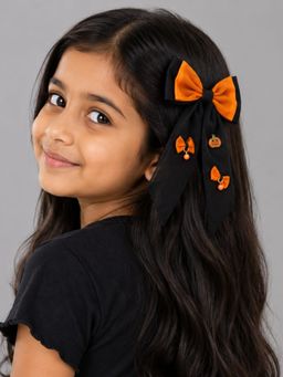 Kamule - Girls Black Embellished/Sequined Bow Clip (10-11 Years)
