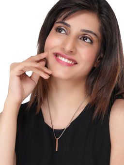 Yellow Chimes - Rose gold-toned Stainless Steel Rectangle Shaped Unisex Pendant with Chain