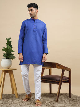 TATTVA - Navy Blue Short Kurta with Pyjama