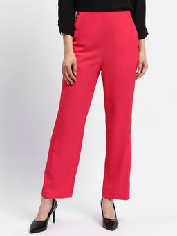 Madame - Solid Hot Pink Straight Fit Trouser