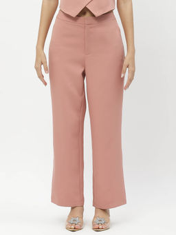 Madame - Solid Peach Straight Fit Trouser