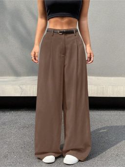 Fnocks - Casual High-Waisted Wide-Leg Baggy Pants for Women