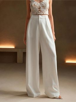 Fnocks - Formal High-Waisted Wide-Leg Baggy Pants for Women