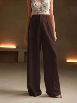 Fnocks - Formal High-Waisted Wide-Leg Baggy Pants for Women