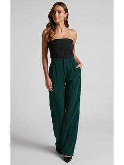 Fnocks - Formal High-Waisted Straight Baggy Pants for Women
