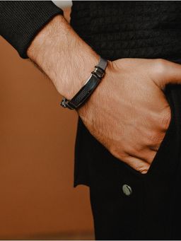 Jazz and Sizzle - Men Silver Rhodium-Plated Wraparound Bracelet