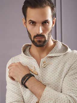 Jazz and Sizzle - Men Brown-Black Beads Handcrafted Bracelets (Pack of 3)