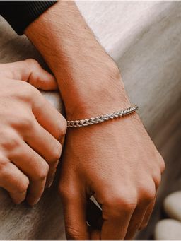 Jazz and Sizzle - Men Silver Rhodium-Plated Link Bracelet