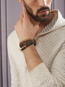 Jazz and Sizzle - Men Multi-Color Beaded-Chain Bracelets (Pack of 4)