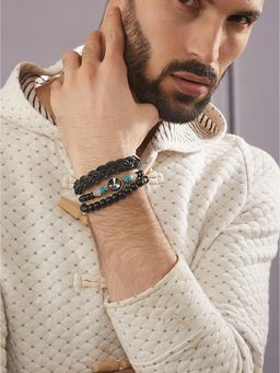 Jazz and Sizzle - Men Multi-Color Beaded and Crystal Studded Bracelets (Pack of 3)