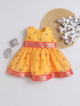 Many Frocks - Mustard Chanderi Regular Dress