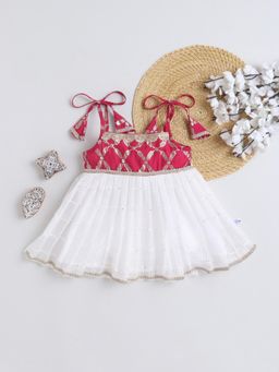 Many Frocks - White Cotton Regular Dress