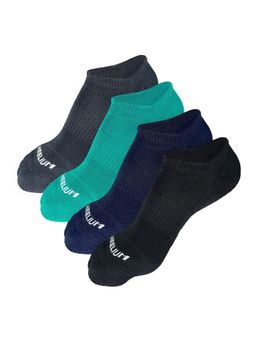 Heelium - Bamboo Zero Ankle Socks for Men - Odourfree - 4 Pairs - Teal - Grey - Black - Navy Blue