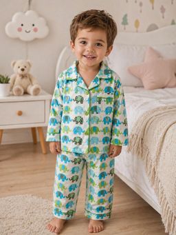SEPHANI - Green Printed Night Suit for Boys