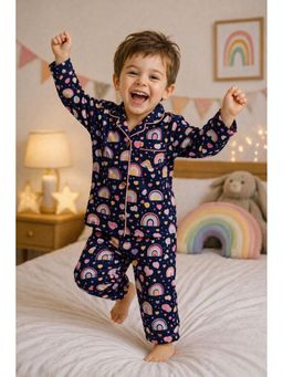 SEPHANI - Navy Blue Printed Night Suit for Boys