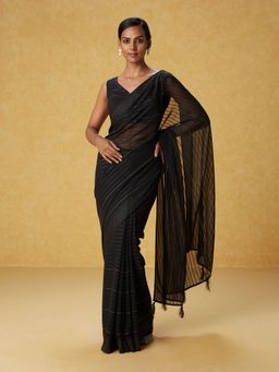 Likha - Black Georgette Embellished Saree with Unstitched Blouse LIKSAR95 (Free Size)